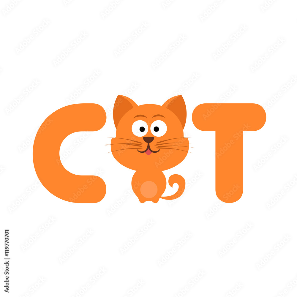 Cute Cartoon Cat with Letters Cute Cartoon Cat with Letters