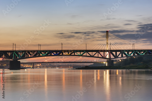 Swietokrzystki bridge over Vistula river in Warsaw