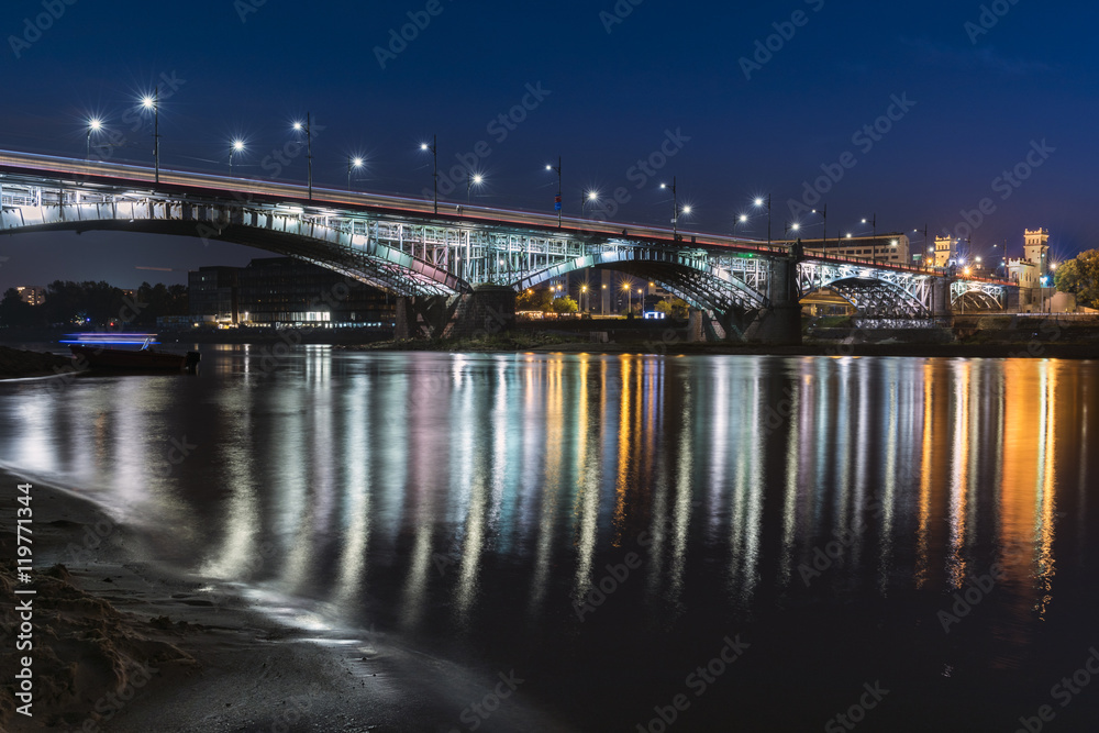 Poniatowski bridge over Vistula river  in Warsaw, Poland