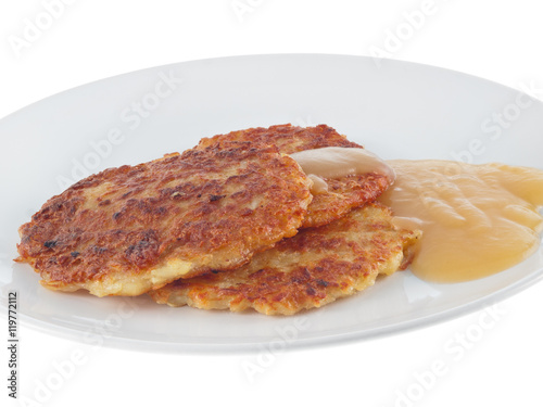 fried potato pancakes with apple mousse
