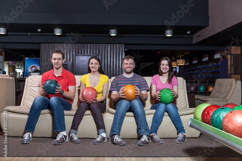 Bowling team on the coach