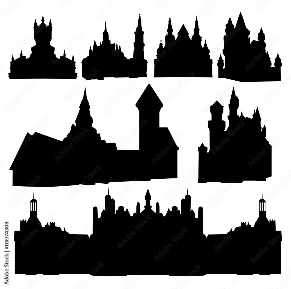 Set of castles silhouettes