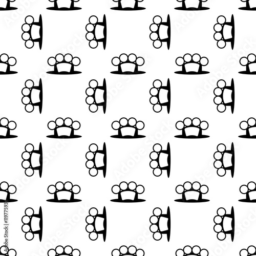 Metal Knuckles Silhouette Seamless Pattern on White.