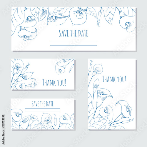 Fototapet Hand-drawing floral background with flower calla