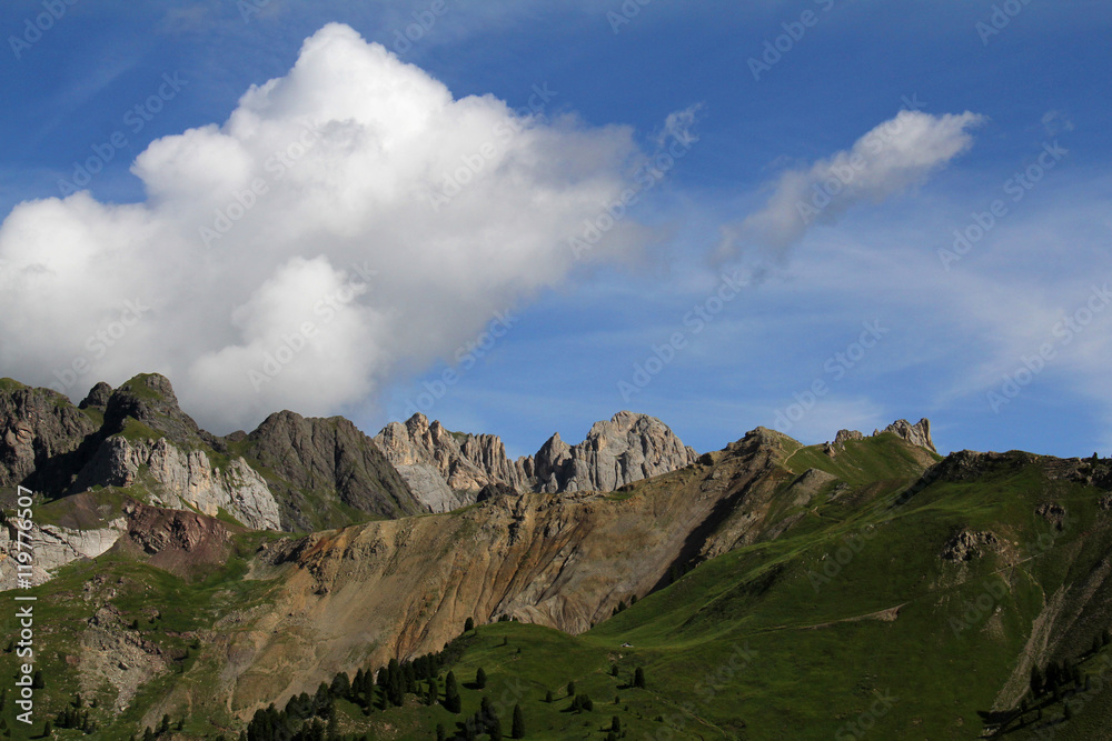 la Crepa Neigra e il Colac dalla Val San Nicolò; Val di Fassa