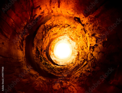 Hot, burning tunnel to the light. Way to another world.