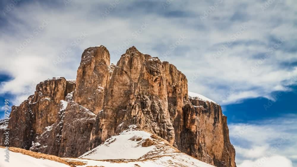 View to mountain from the Sella Pass, Dolomites, Italy, 4k timelapse View to mountain from the Sella Pass, Dolomites, Italy, 4k timelapse