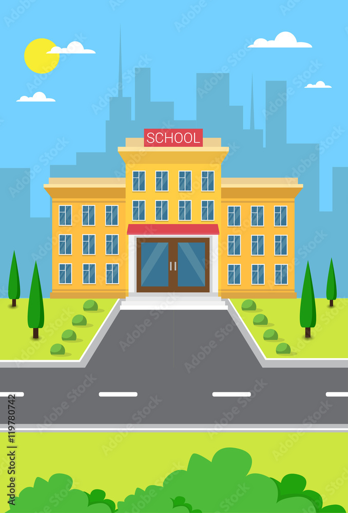 Obraz premium School Building Exterior City View