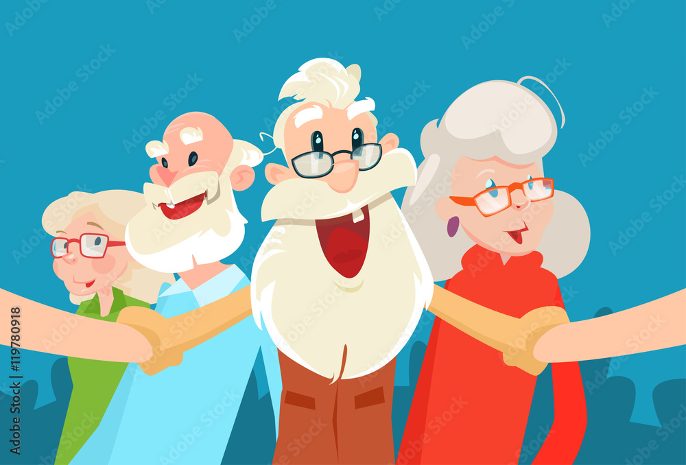 Senior People Group Grandparents Selfie Photo Senior People Group Grandparents Selfie Photo