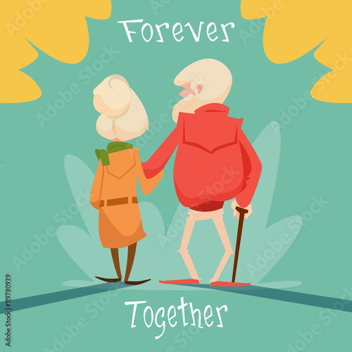 Senior Couple Walking Forever Together Grandparents Day Greeting Card