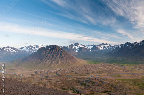 beautiful mountain range on Iceland under impressive sky