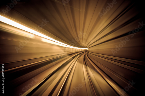 dark metro tunnel - motion blur photo