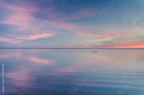 beautiful sunset over lake, simple wallpaper background