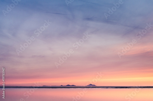 beautiful sunset over lake, simple wallpaper background
