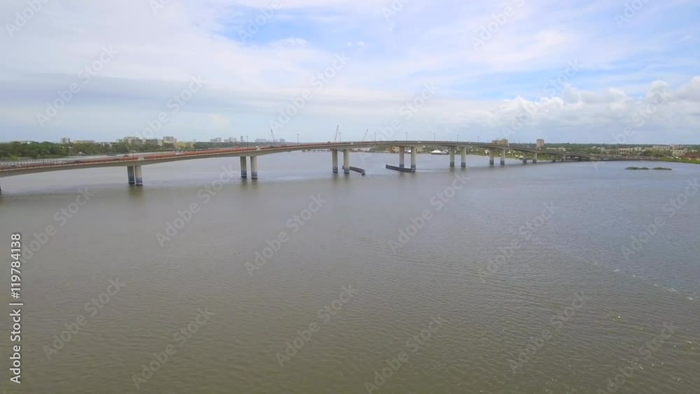 Aerial drone video of the Halifax River in Daytona Florida USa Aerial drone video of the Halifax River in Daytona Florida USa