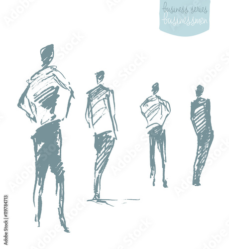 Set standing businessman concept vector sketch