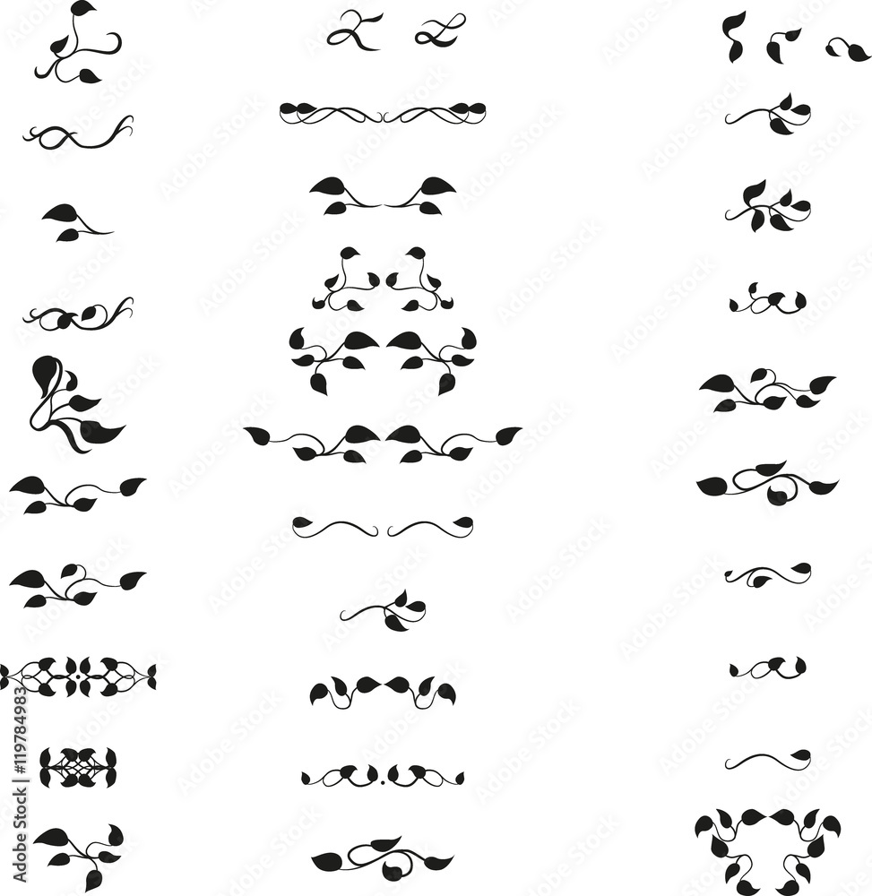 Obraz premium Retro text dividers with leaves set