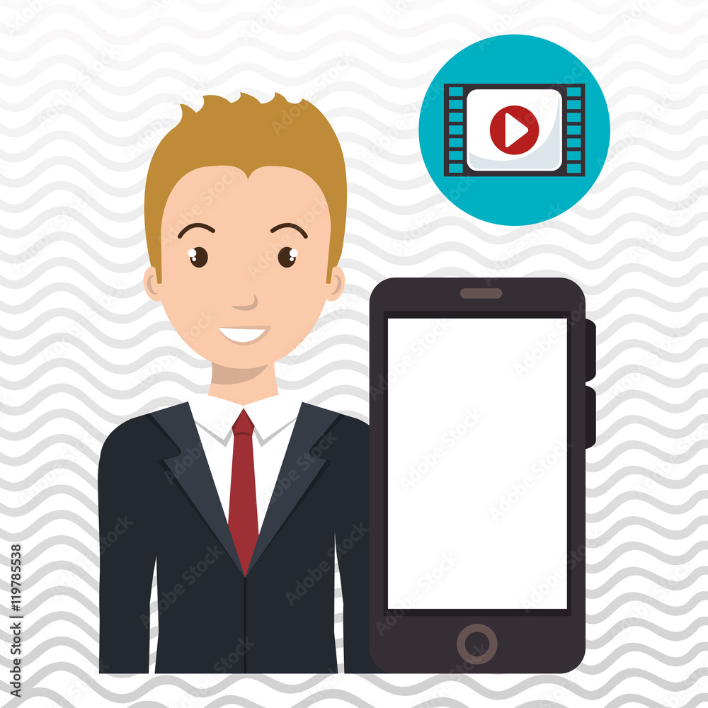 smartphone man app connected vector illustration eps10 smartphone man app connected vector illustration eps10