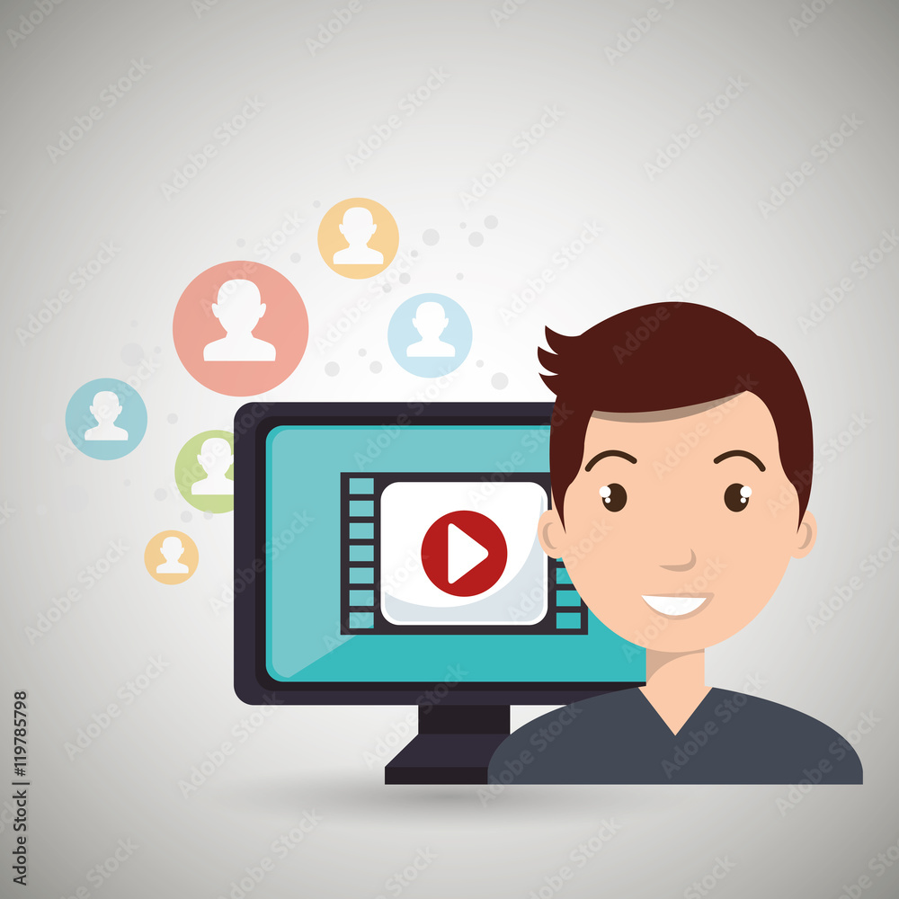 man social media apps vector illustration eps10 man social media apps vector illustration eps10