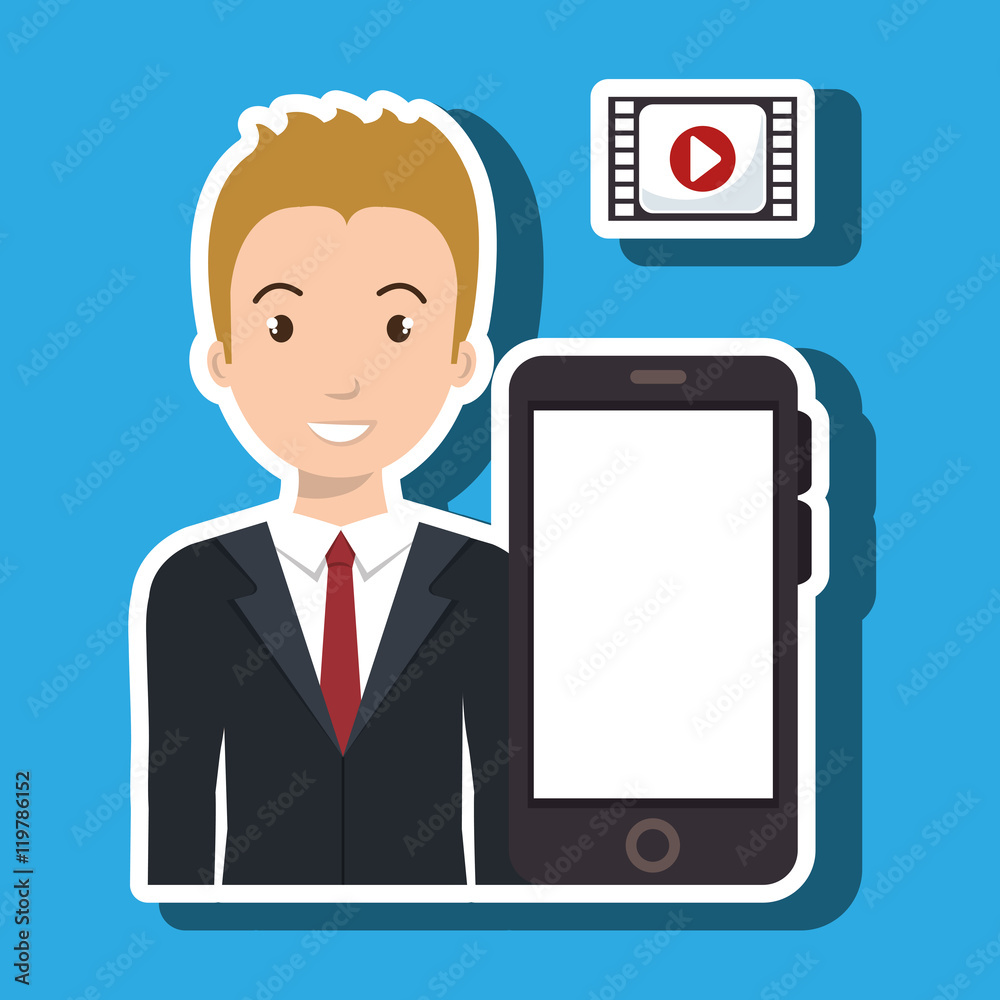 smartphone man app connected vector illustration eps10 smartphone man app connected vector illustration eps10
