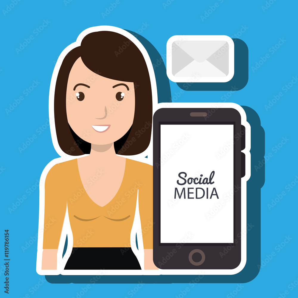 woman social media apps vector illustration eps10 woman social media apps vector illustration eps10