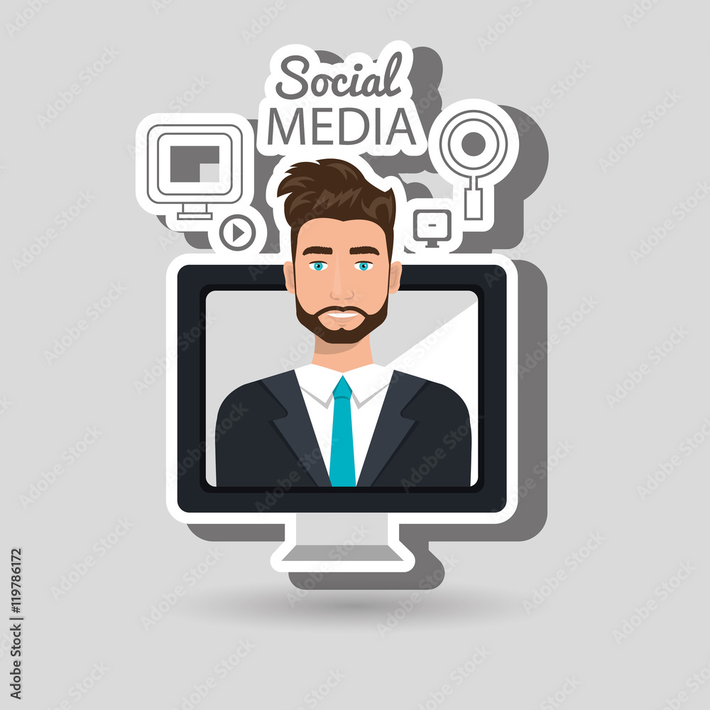 man social media apps vector illustration eps10 man social media apps vector illustration eps10