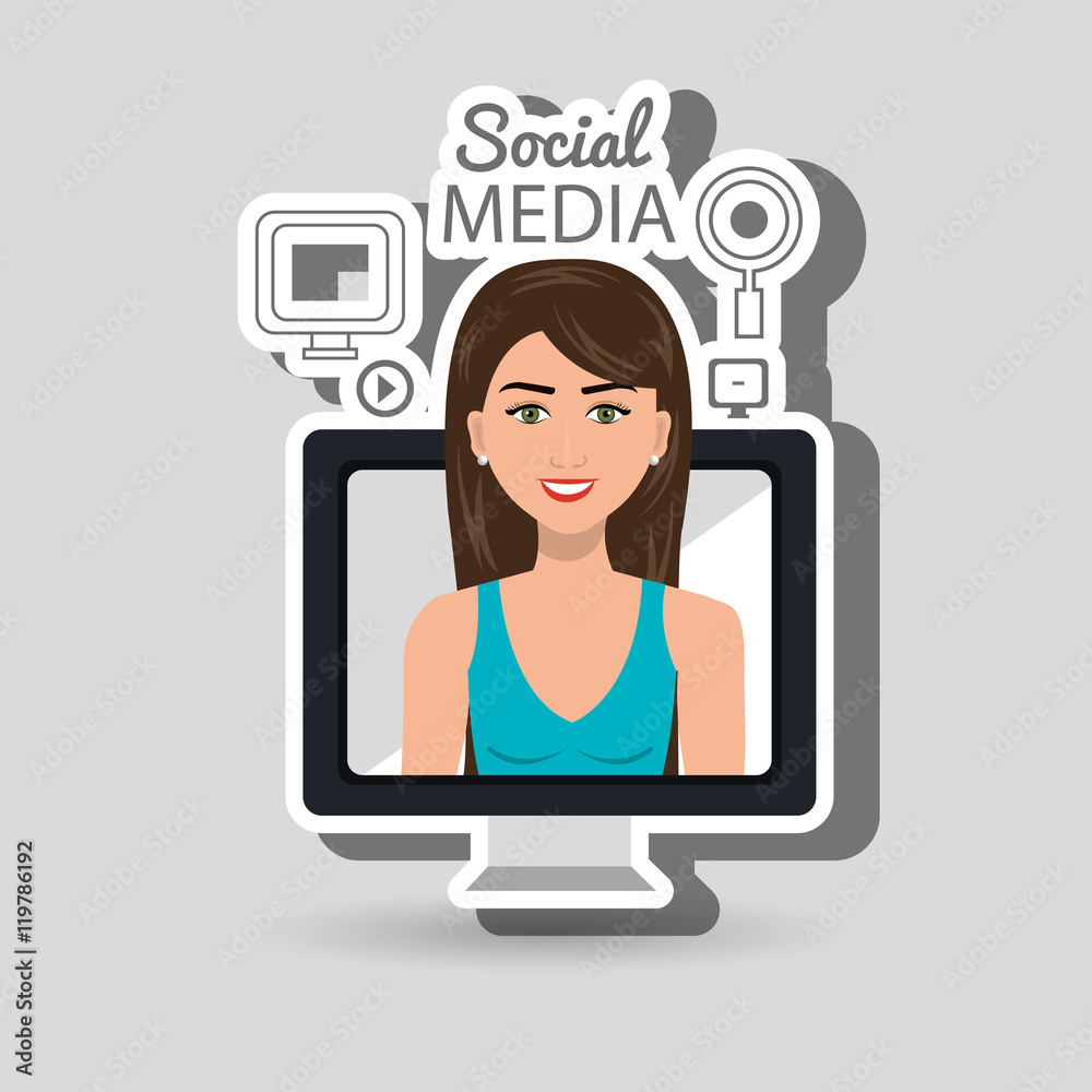 woman social media apps vector illustration eps10