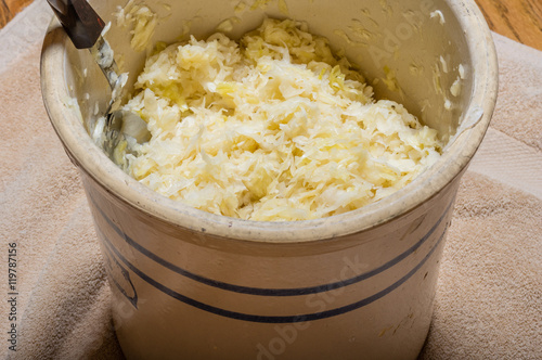 Sauerkraut made from cut cabbage