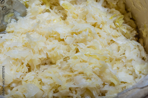 Sauerkraut made from cut cabbage