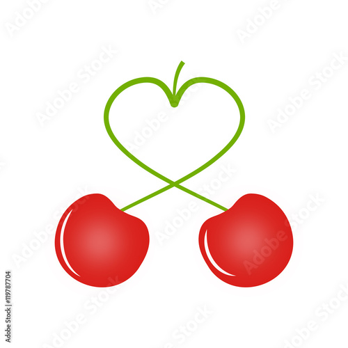 Two cherries, cherry has th...