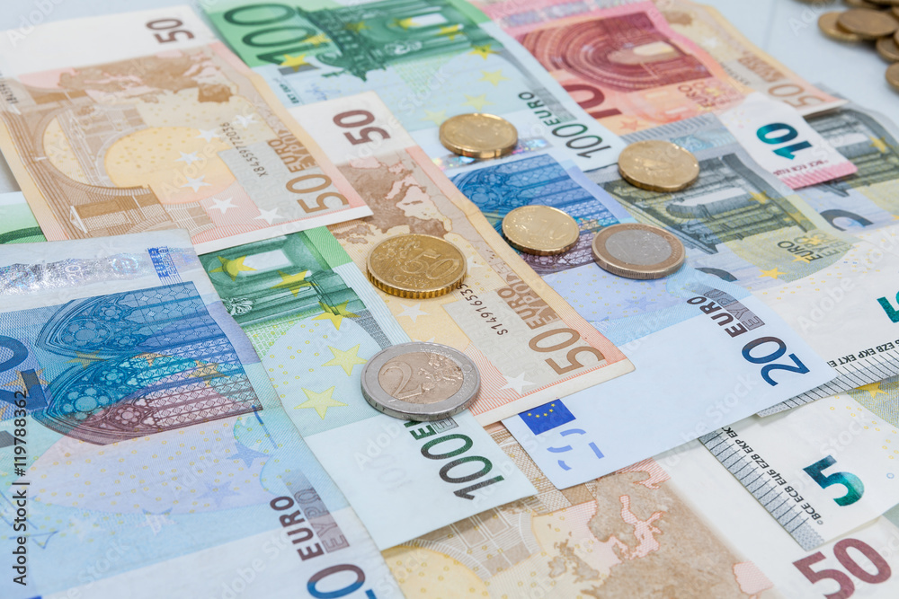 Money euro coins and banknotes Money euro coins and banknotes