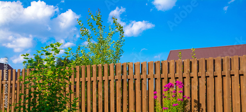 Wooden fence in a country house