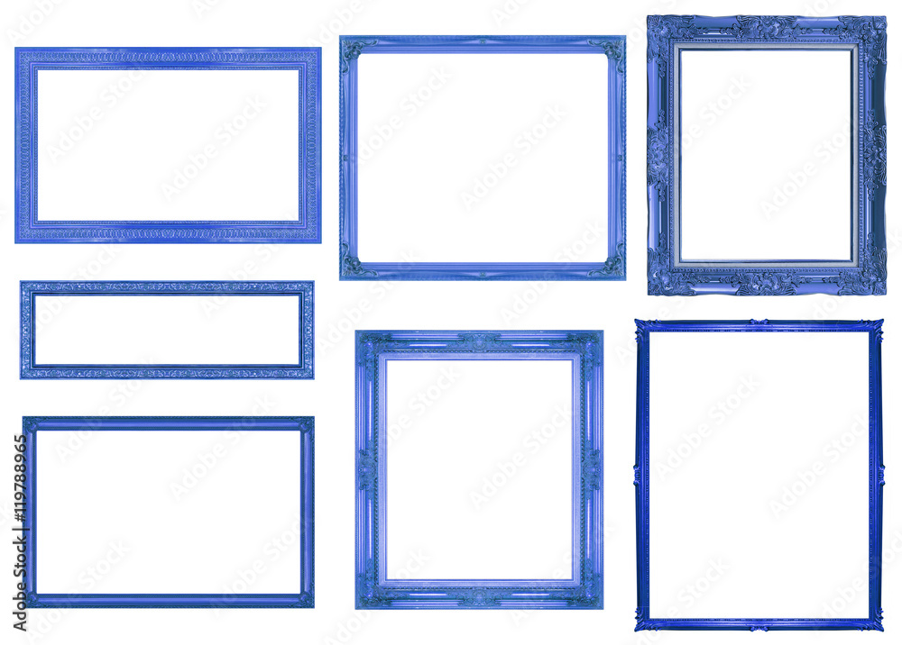 collection blue frame isolated on white background, clipping pat collection blue frame isolated on white background, clipping pat