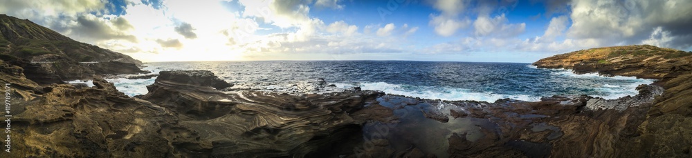 spitting cove bay panorama in honolulu oahu hawaii