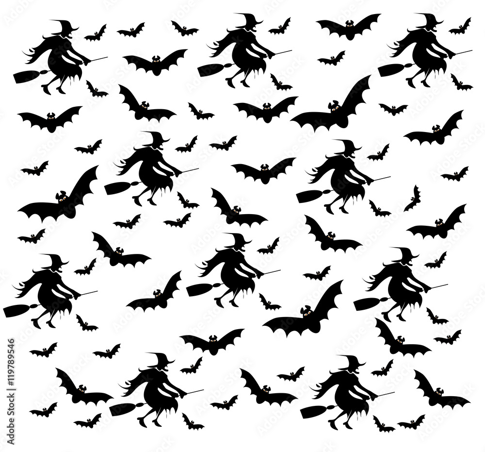 Happy Halloween with Halloween icons, pattern and background