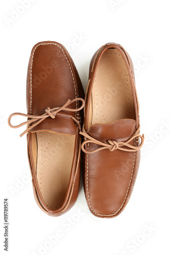 Fashion brown shoes isolated on a white