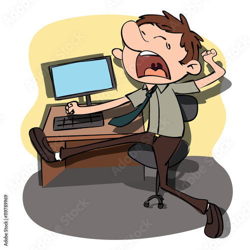 cartoon yawning man.