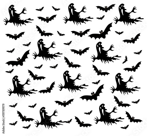 Happy Halloween with Halloween icons, pattern and background © ralelav