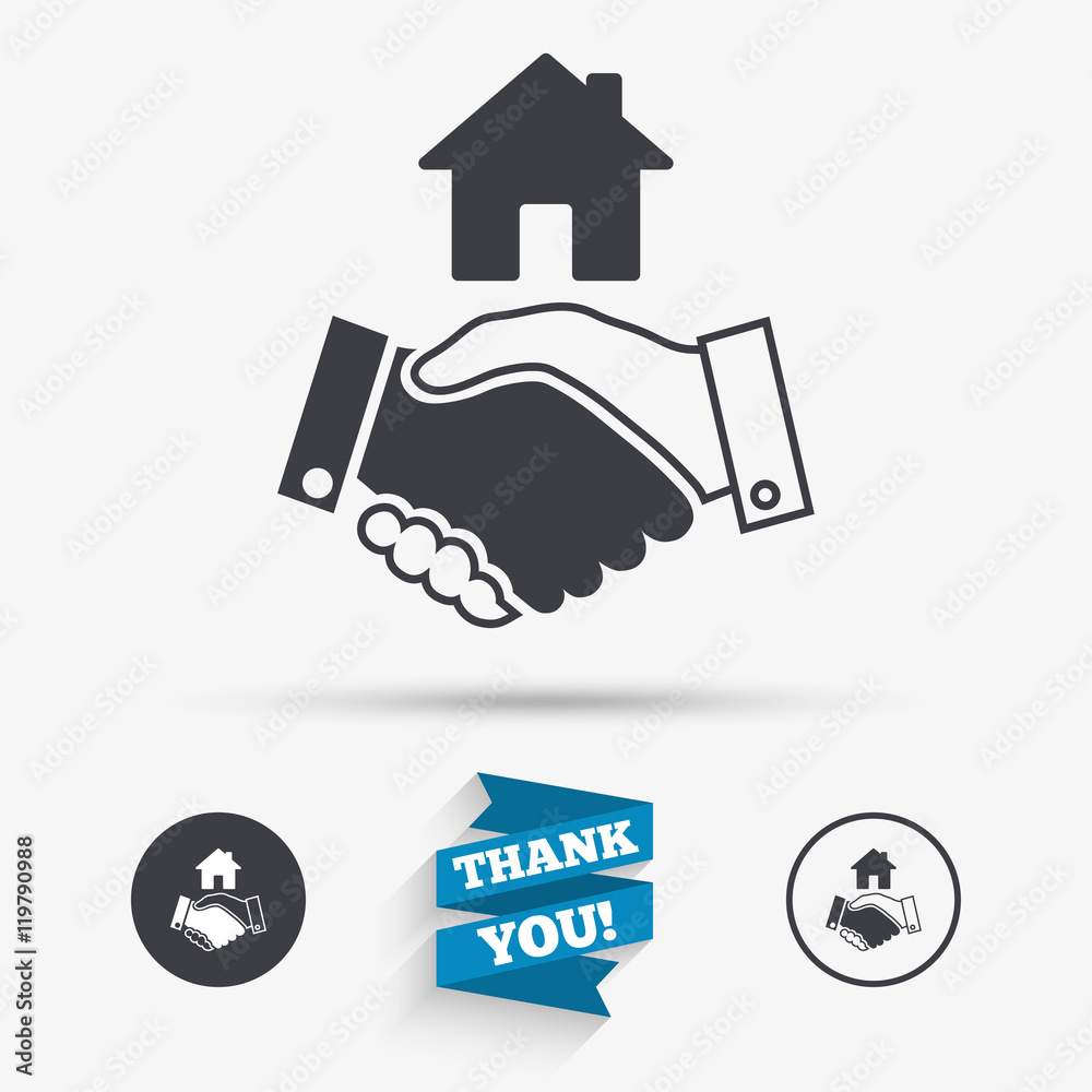 Home handshake sign icon. Successful business.