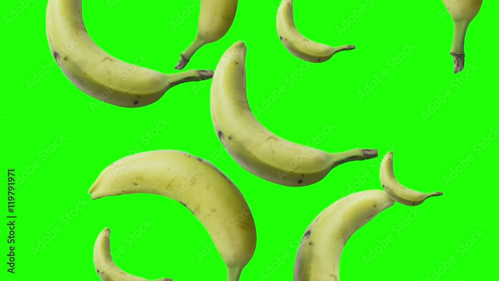bananas falling green screen