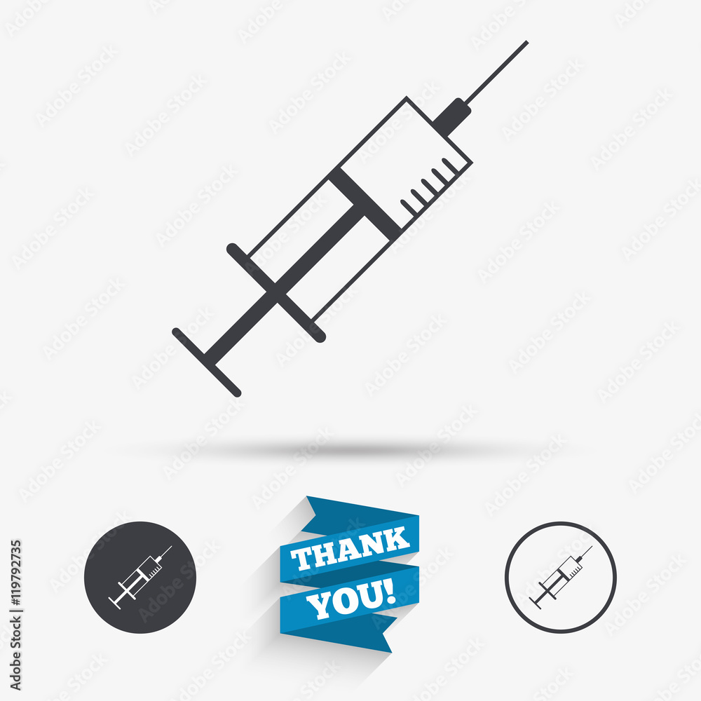 Syringe sign icon. Medicine symbol. Syringe sign icon. Medicine symbol.