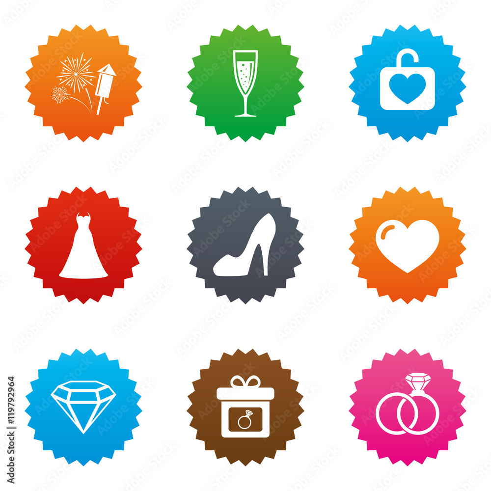 Wedding, engagement icons. Locker with heart. Wedding, engagement icons. Locker with heart.