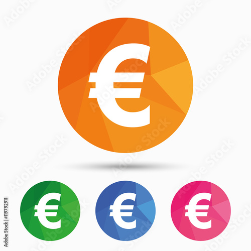 Euro sign icon. EUR currency symbol.