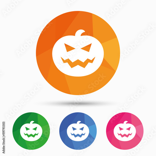 Halloween pumpkin sign icon. Halloween party.
