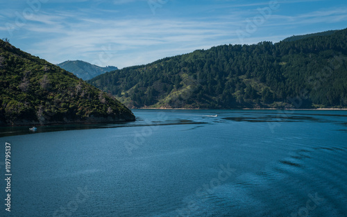 Marlborough Sounds seen from ferry from Wellington to Picton, New Zealand