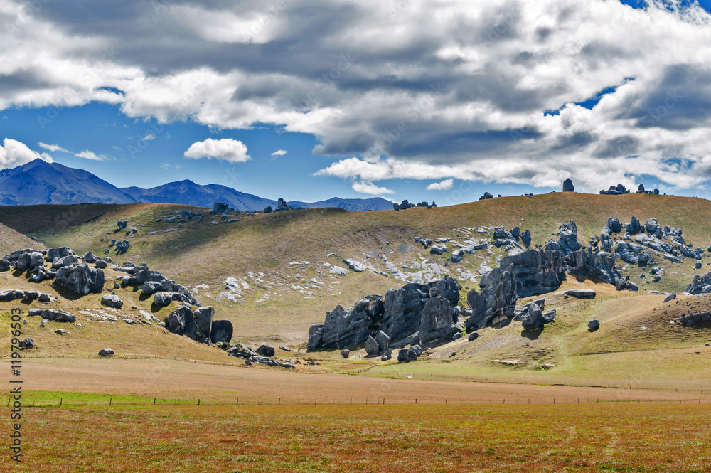 Weird landscape of Castle Hill in Southern Alps, Arthur's Pass, South Island of New Zealand Weird landscape of Castle Hill in Southern Alps, Arthur's Pass, South Island of New Zealand