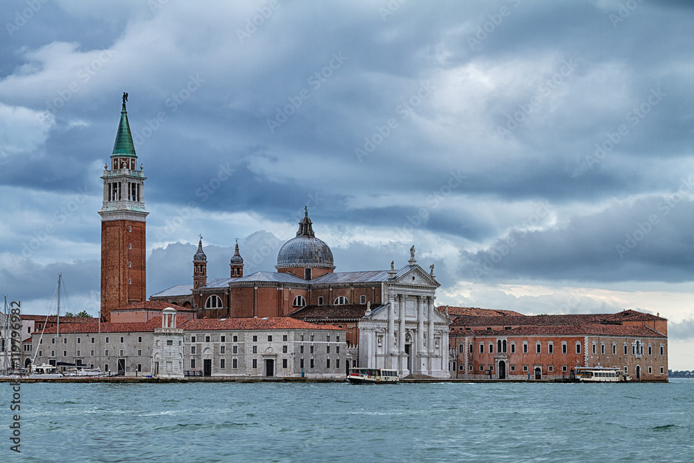 Historical architecture on Venice waterfront.