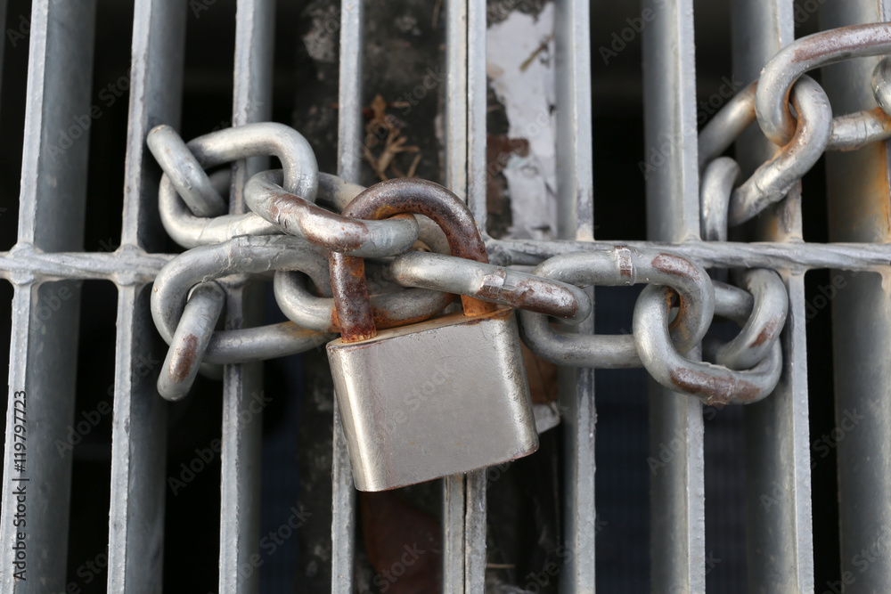 old padlock chain lock. old padlock chain lock.