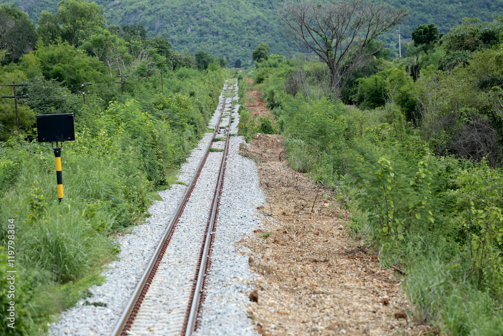 Railroad in countryside.