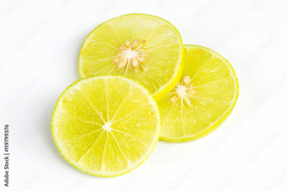 slice of lemon lime on white background. slice of lemon lime on white background.
